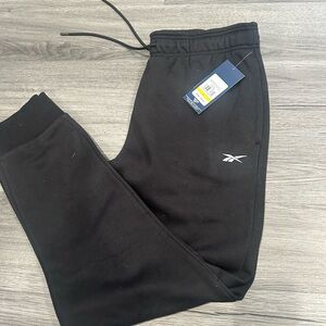 Reebok Black Kids Fleece Joggers with White Logo